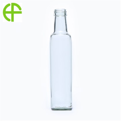 250ml ホワイト 丸型 亜麻仁油 ガラスボトル